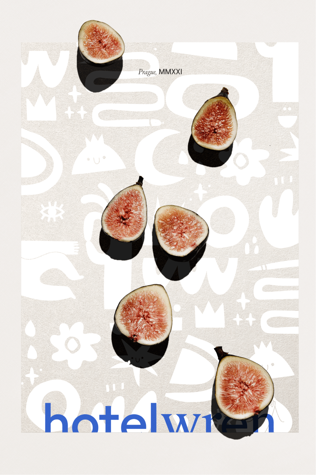 paper with illustrations and cut figs on top