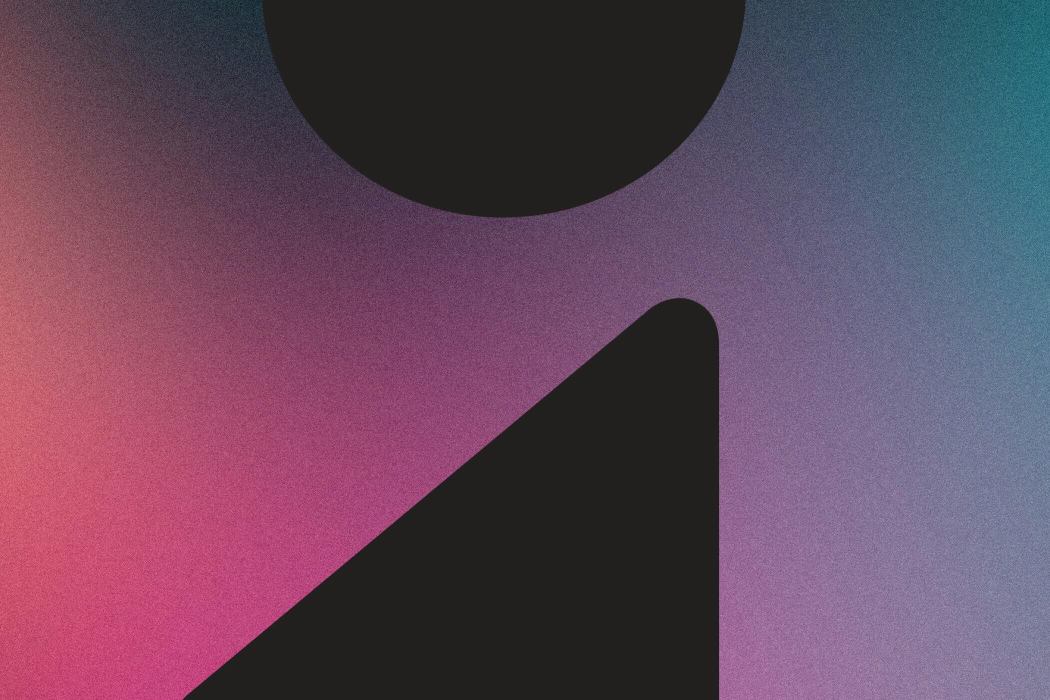 half circle and triangle in black on colored gradient