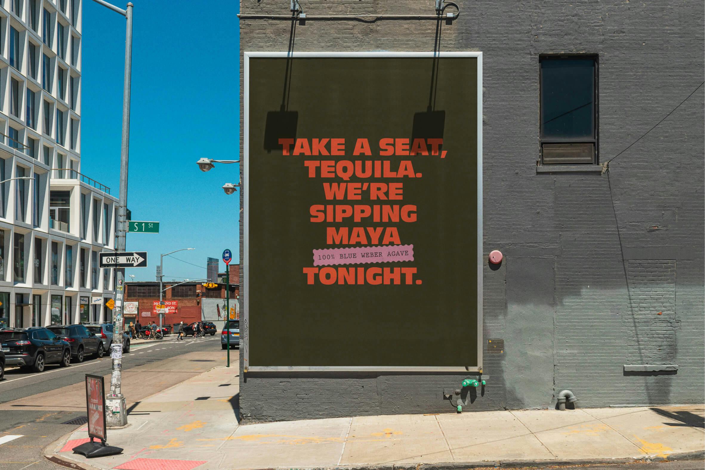 Print billboard advertisement on city street corner