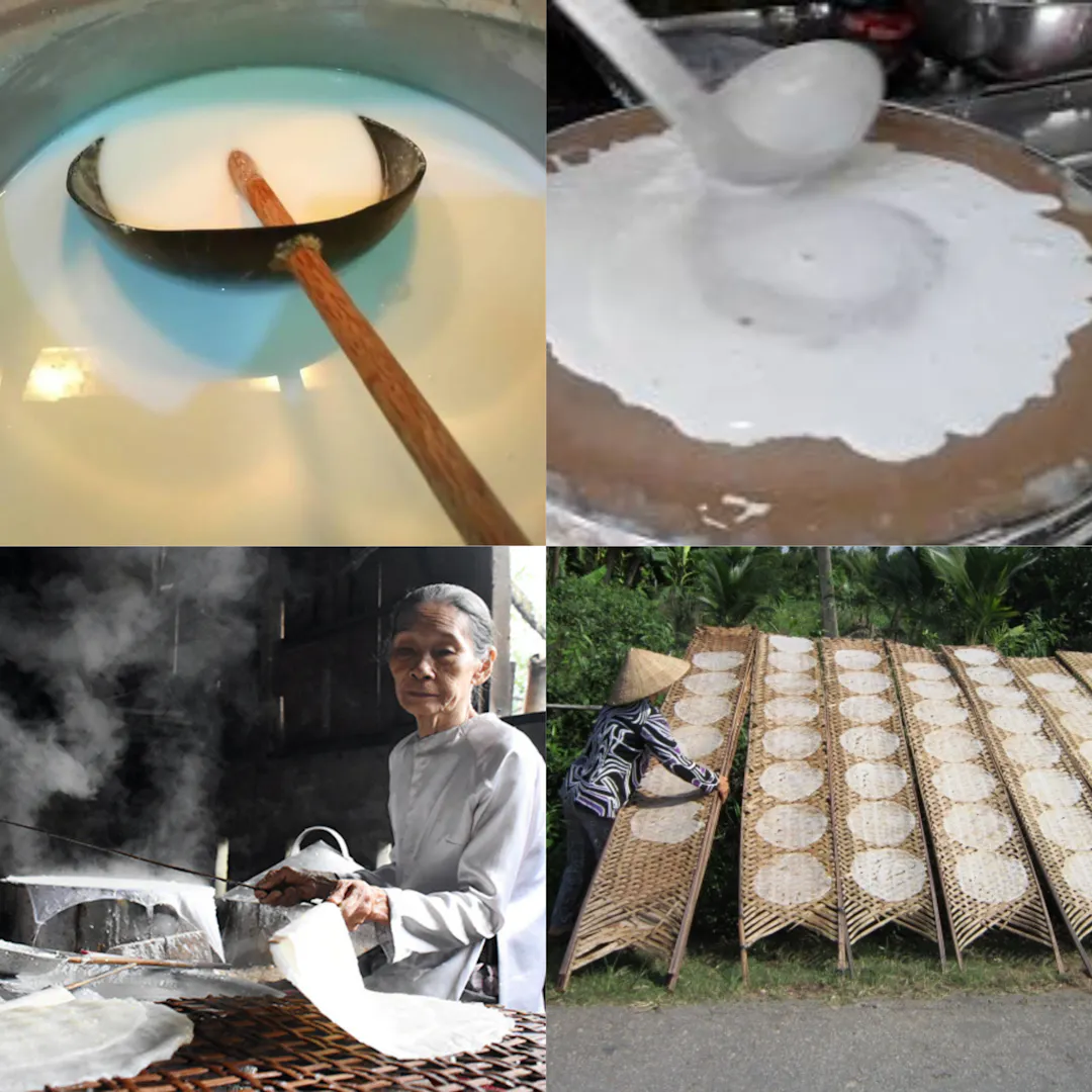 Quy trình làm Bánh tráng gạo thủ công tại các làng nghề truyền thống Bình Định