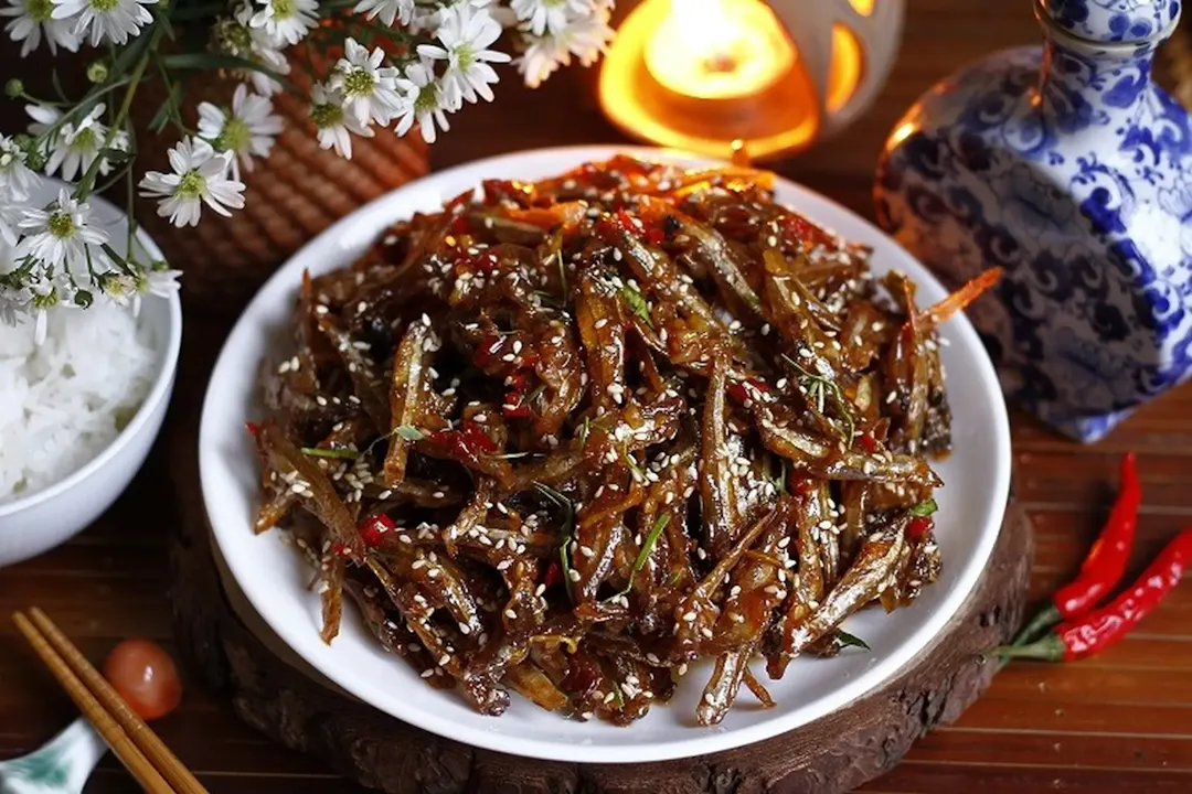 Khô cá cơm sọc đen rim mắm đường tỏi ớt