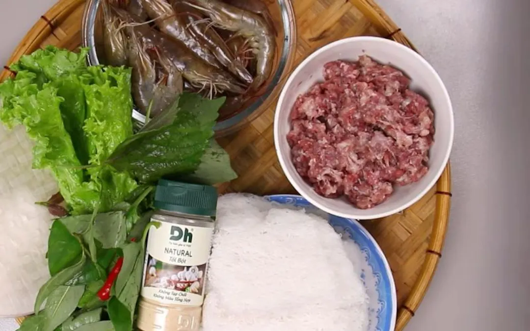 Nguyên liệu chuẩn vị để làm chả ram tôm đất
