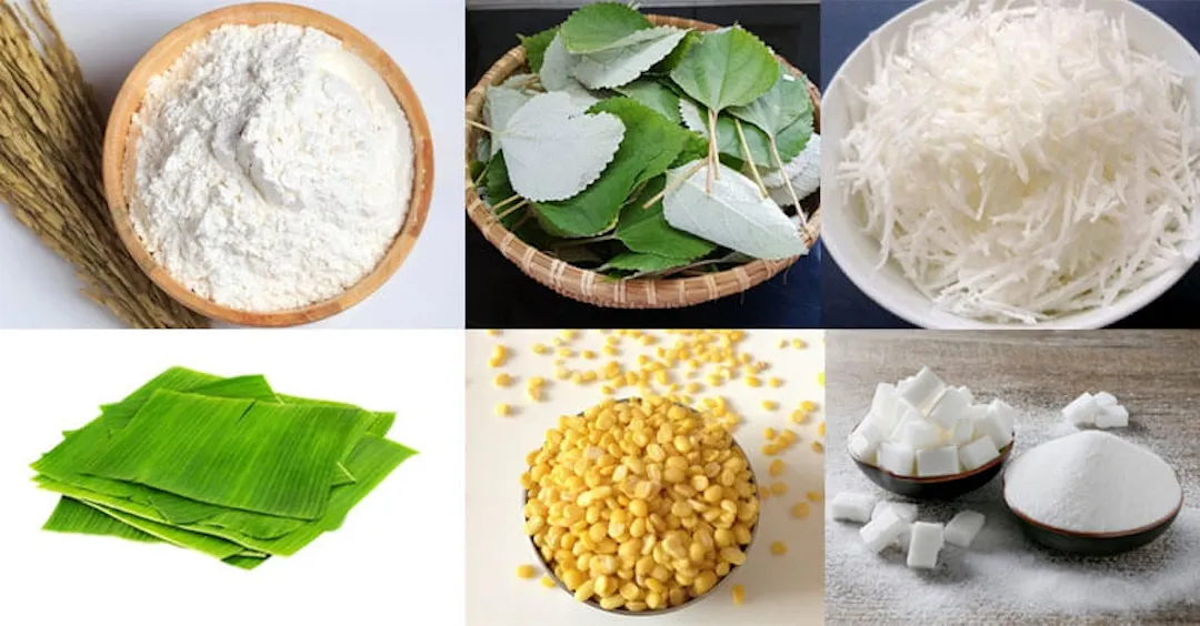 Nguyên liệu làm bánh ít lá gai chuẩn vị xứ Nẫu