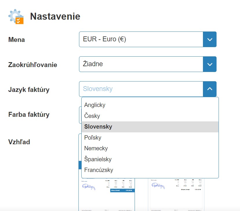 Návod na vystavenie faktúry v cudzom jazyku