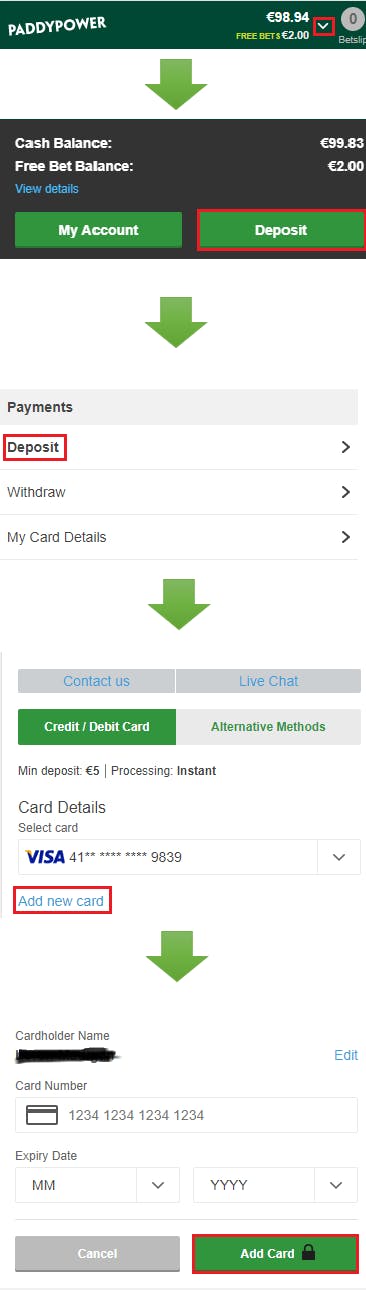 Paddy Power Add New Card Paddy Power Add New Card