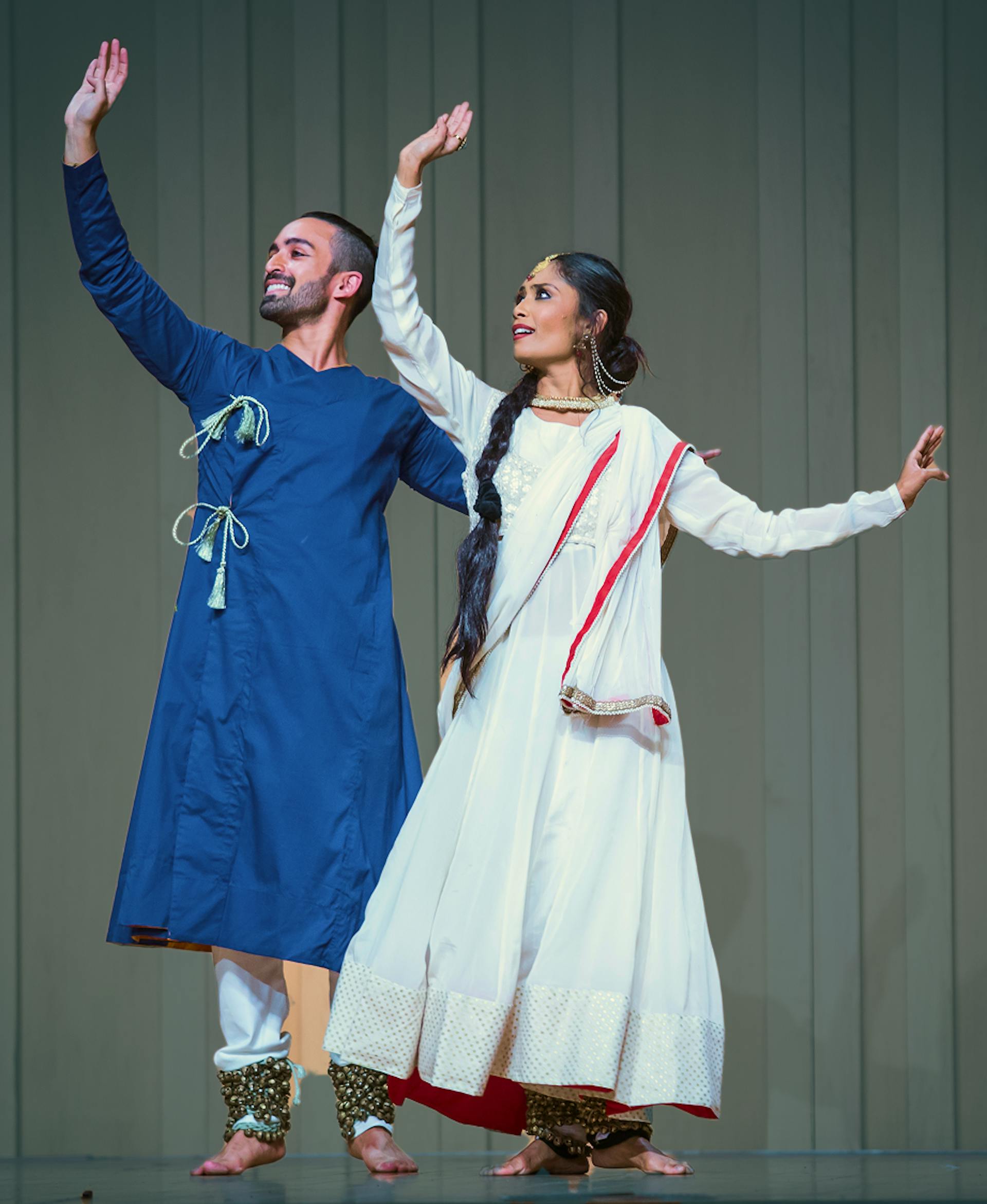 Shreya and Pranav in a Kathak dance pose