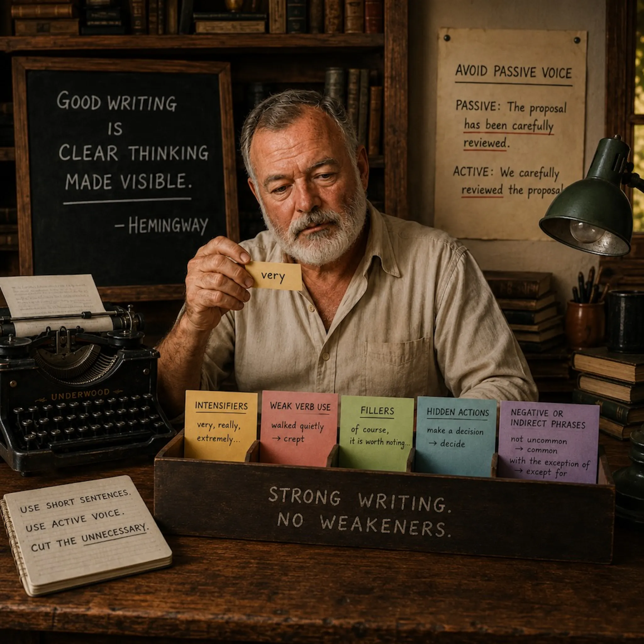 Hemingway sorting writing issues into categories.