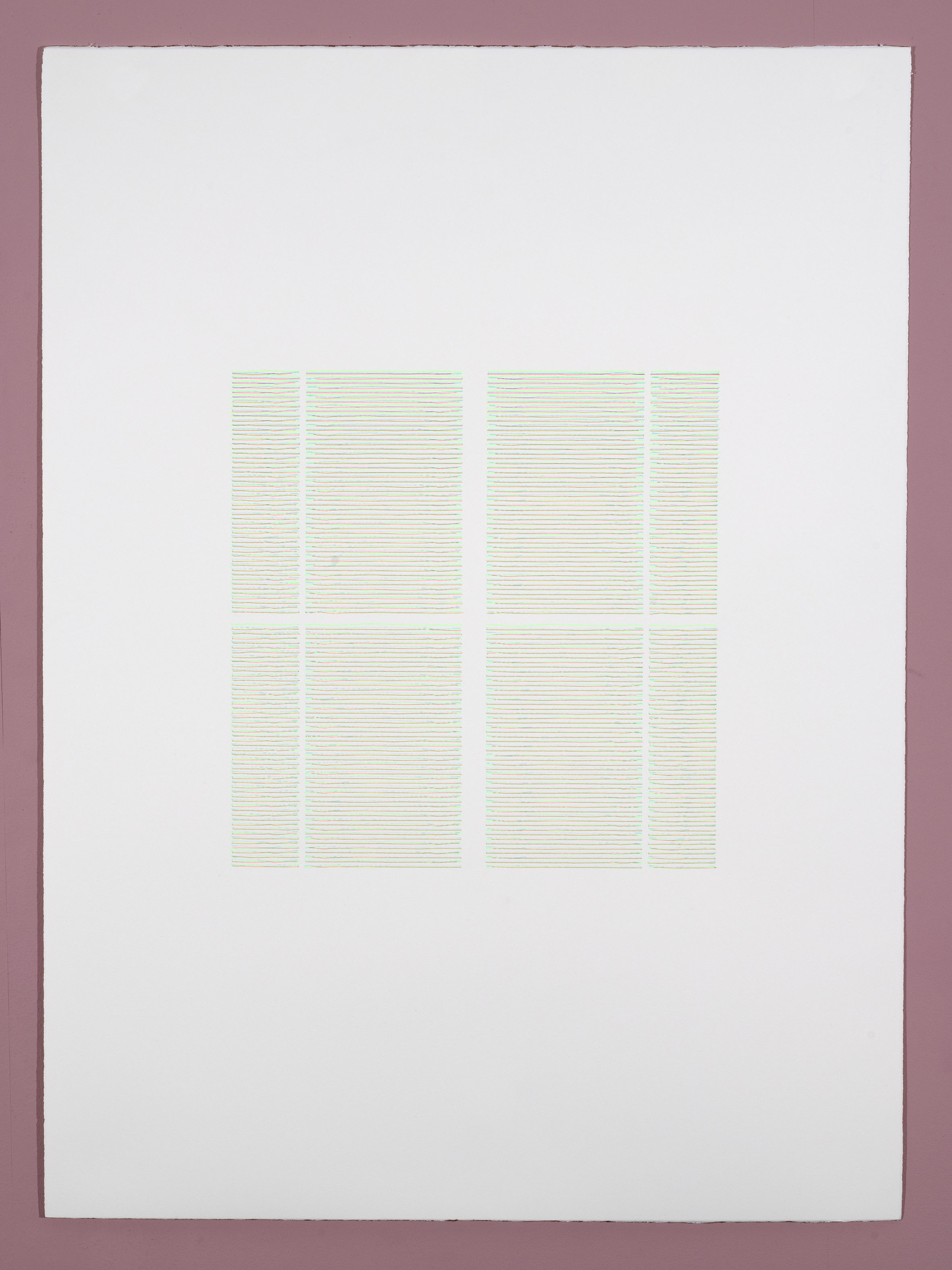 The effects', drawing from the series Polyphemus by artist Henry Coleman. Delicate multicolored line drawing in felt tip pen of the  bedroom window of JMW Turner in his House Sandycombe Lodge