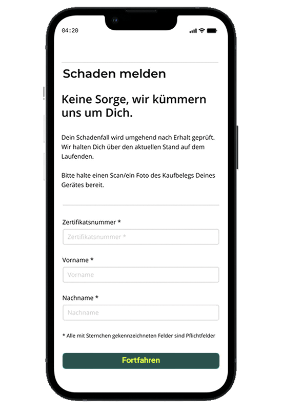 Schadenmeldung online