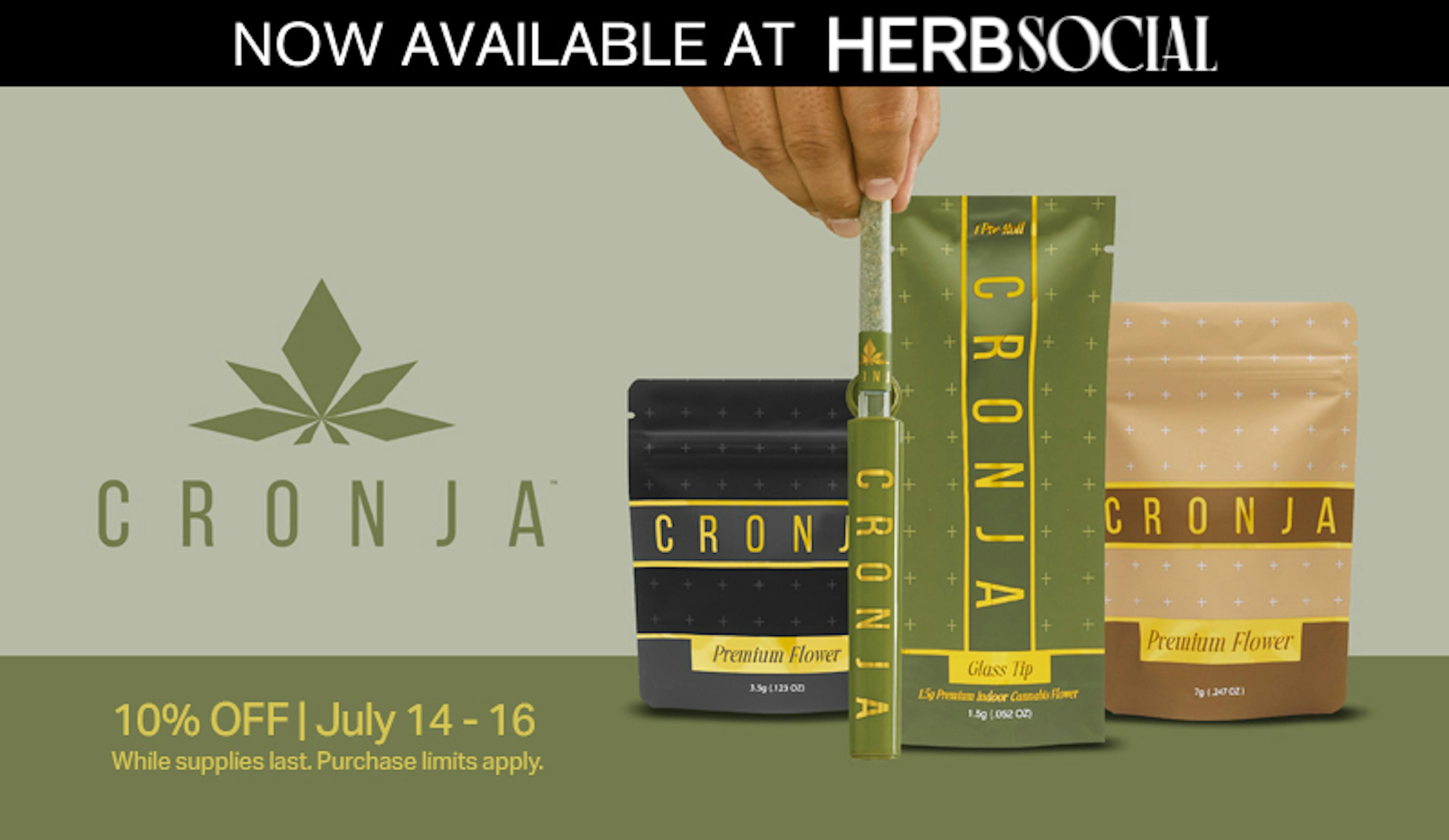 10% off Cronja with logo and sample products.