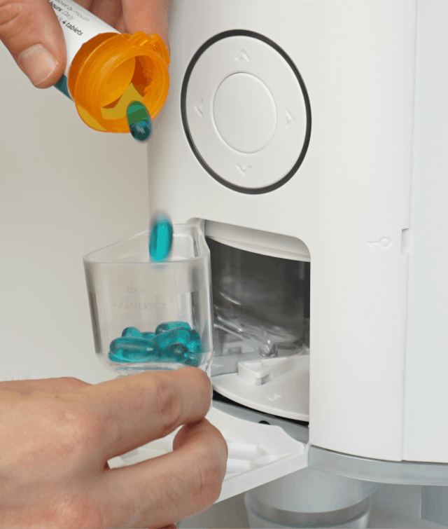 Load your medications into the smart dispenser