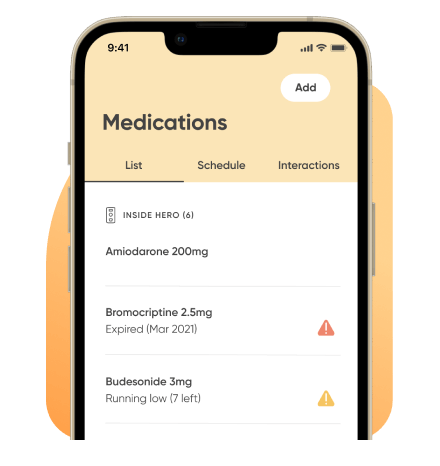 icon for Track complex regimens 
with the Hero mobile app The Hero app helps manage every pill stored in your smart dispenser, plus up to 10 additional meds outside of the device.