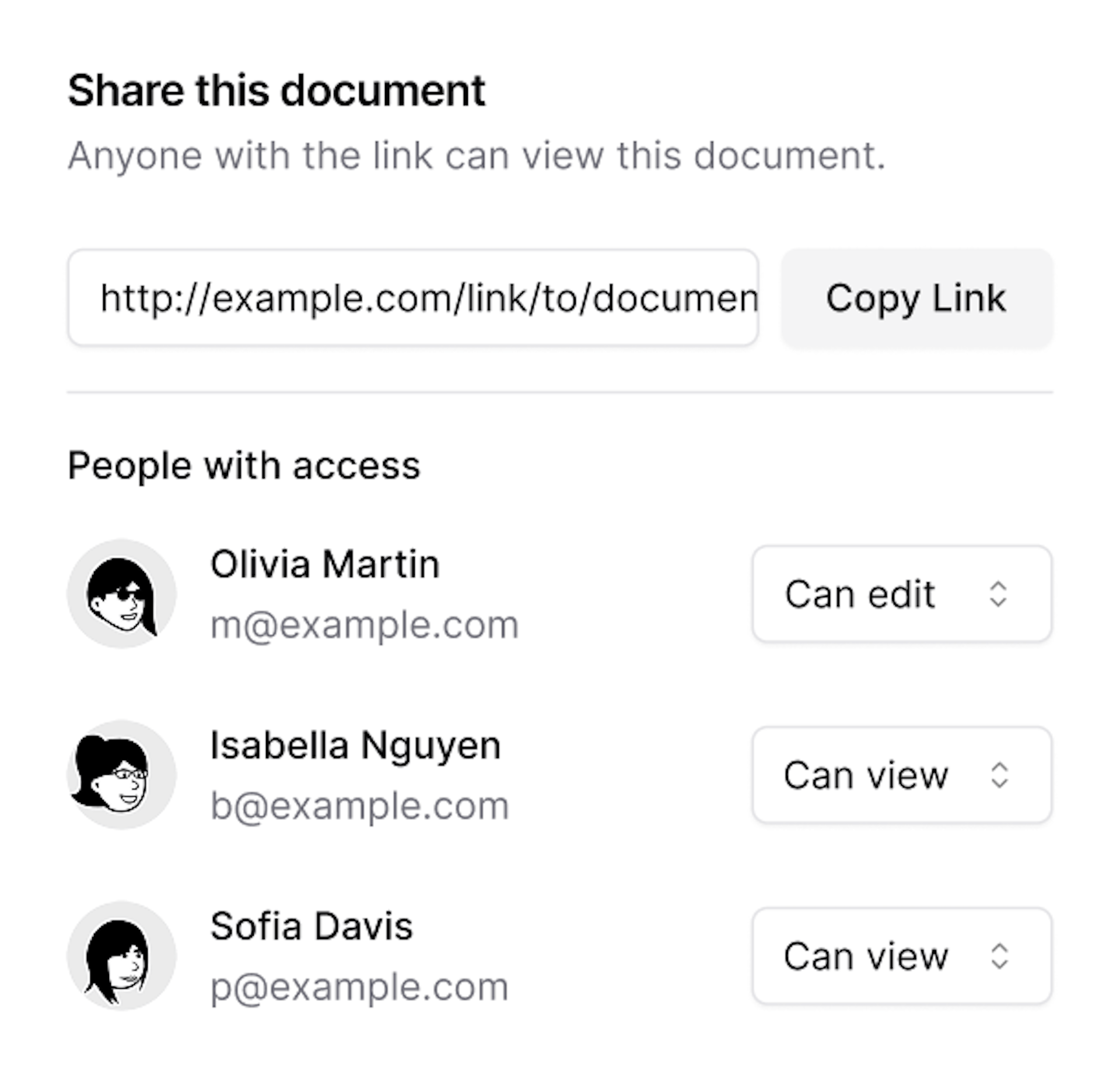 Share document ui