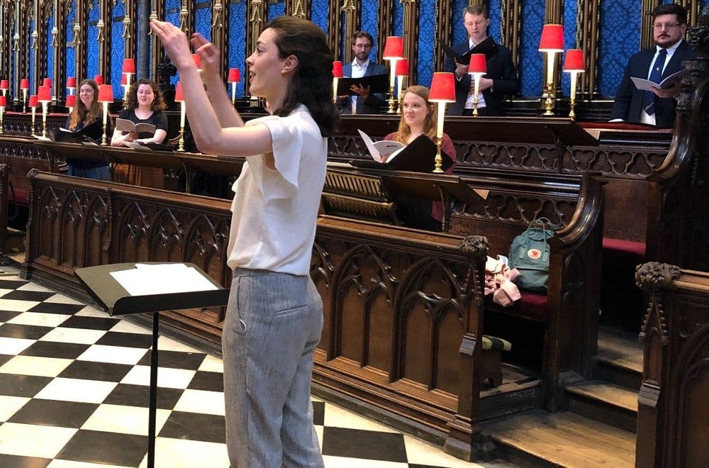 Lizzie conducting Hesperos choir