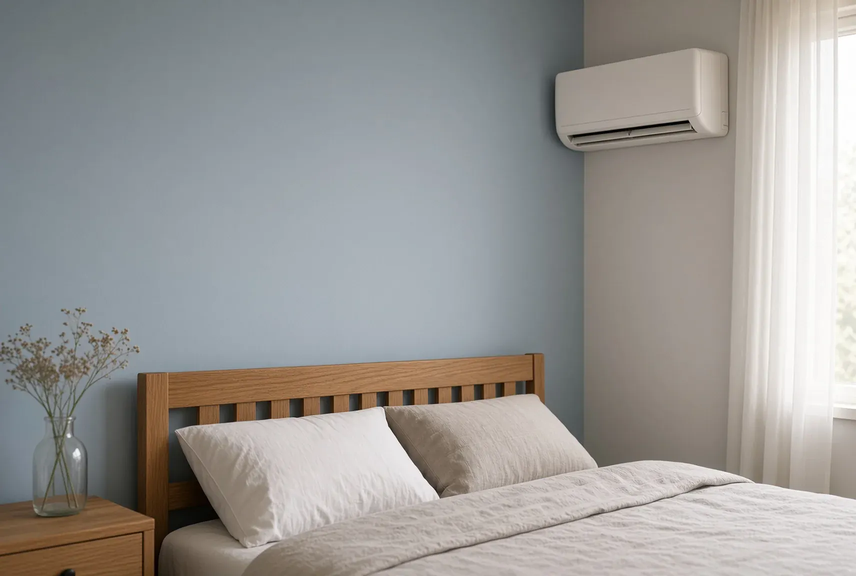 Unité intérieure murale de pompe à chaleur air/air dans une chambre
