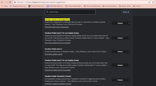 Chrome omibox, Chrome omnibox switch to tab suggestions highlighted