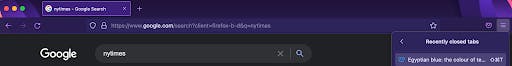 Firefox browser, Recently closed tabs menu