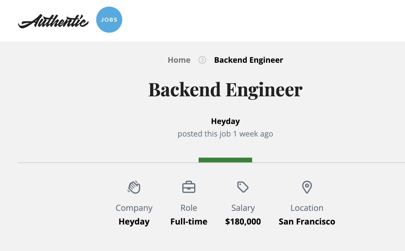 Heyday on Authentic Jobs