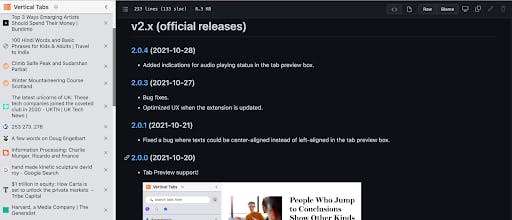 Chrome Vertical Tabs extension