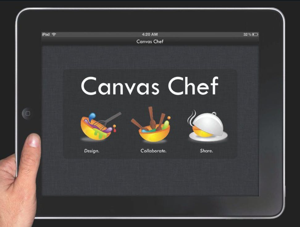 Hand, iPad, Canvas Chef presentation slide 