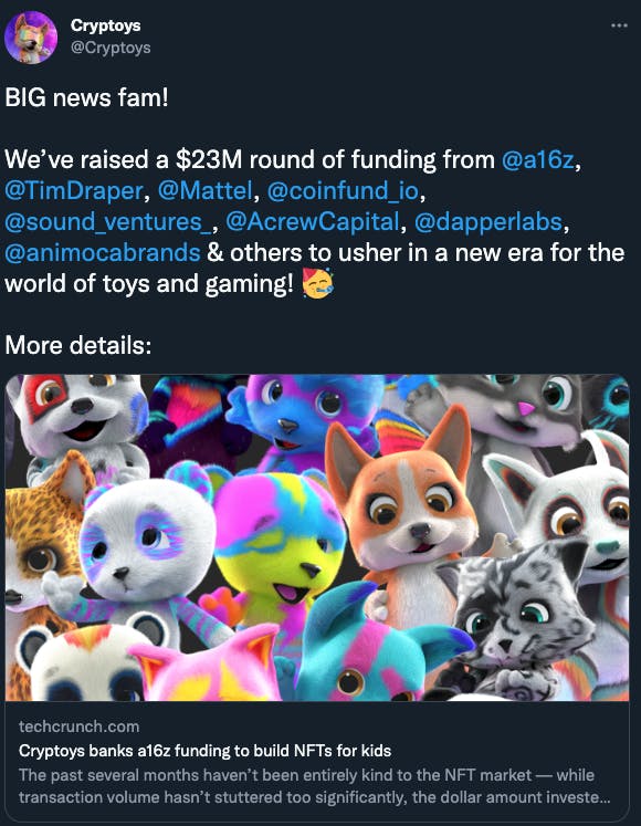 Cryptoys, tweet