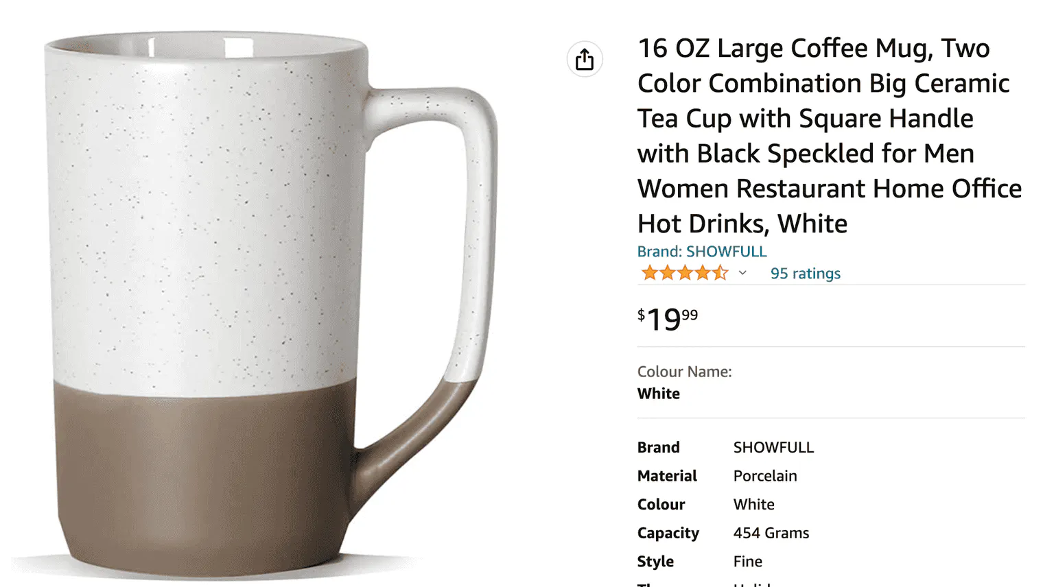 Brown and white coffee mug