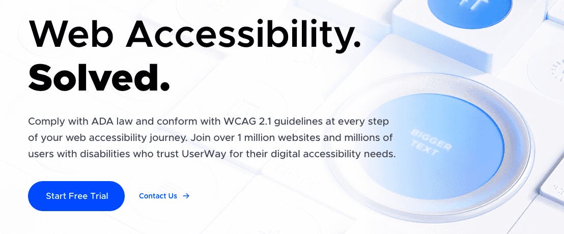 Homepage of UserWay, an overlay vendor and product