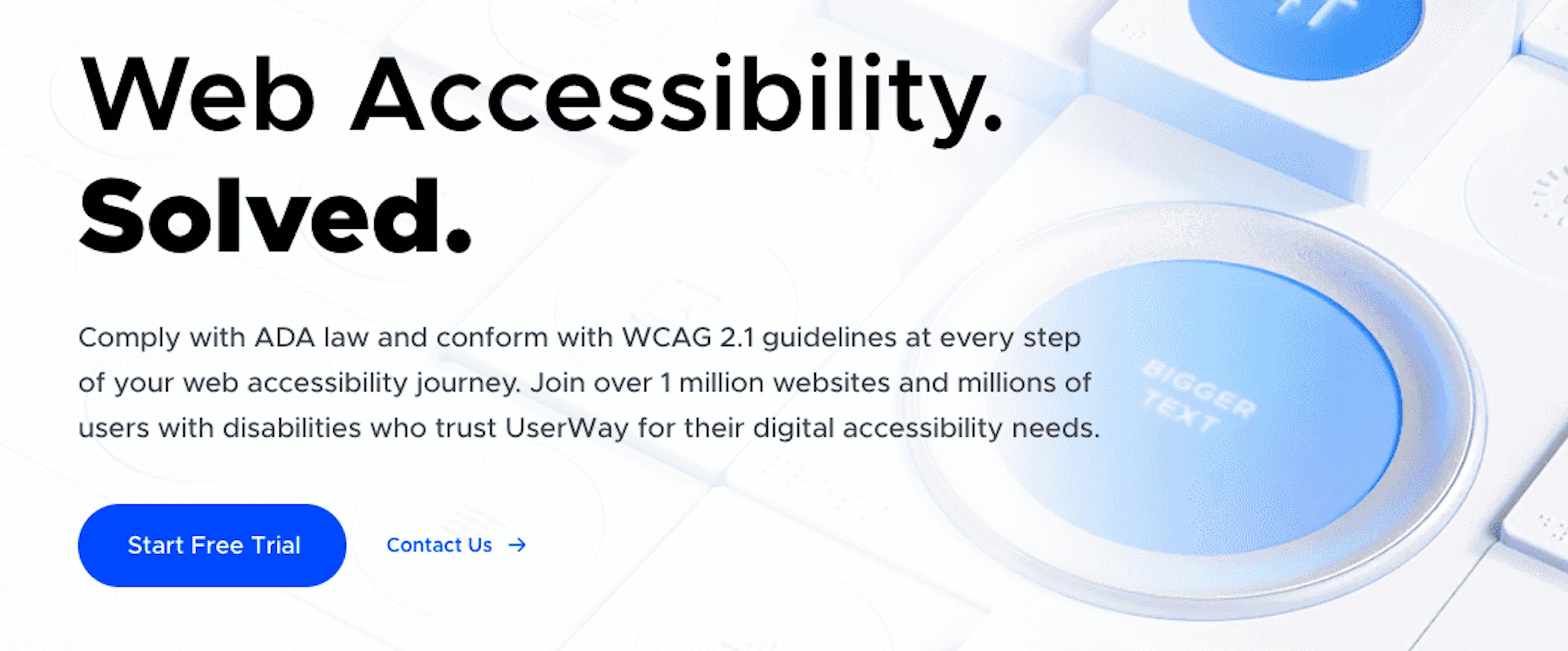 Homepage of UserWay, an overlay vendor and product