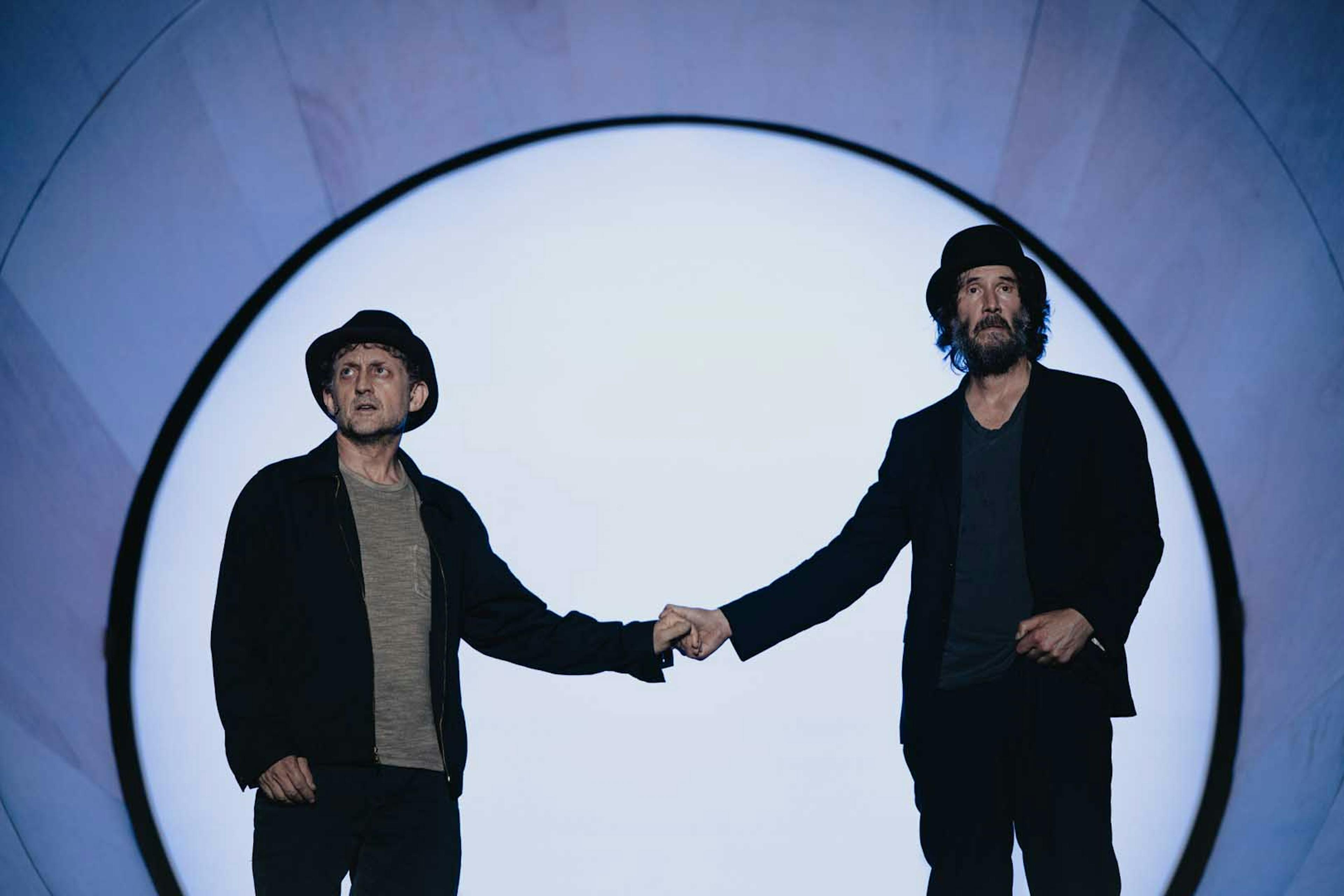 Keanu Reeves and Alex Winter on the set of Waiting for Godot