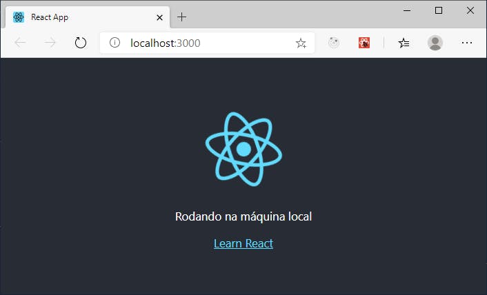 react app running locally