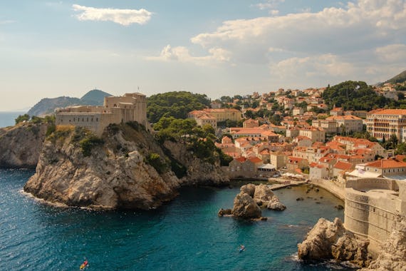 Dubrovnik's coastline with large cliffs