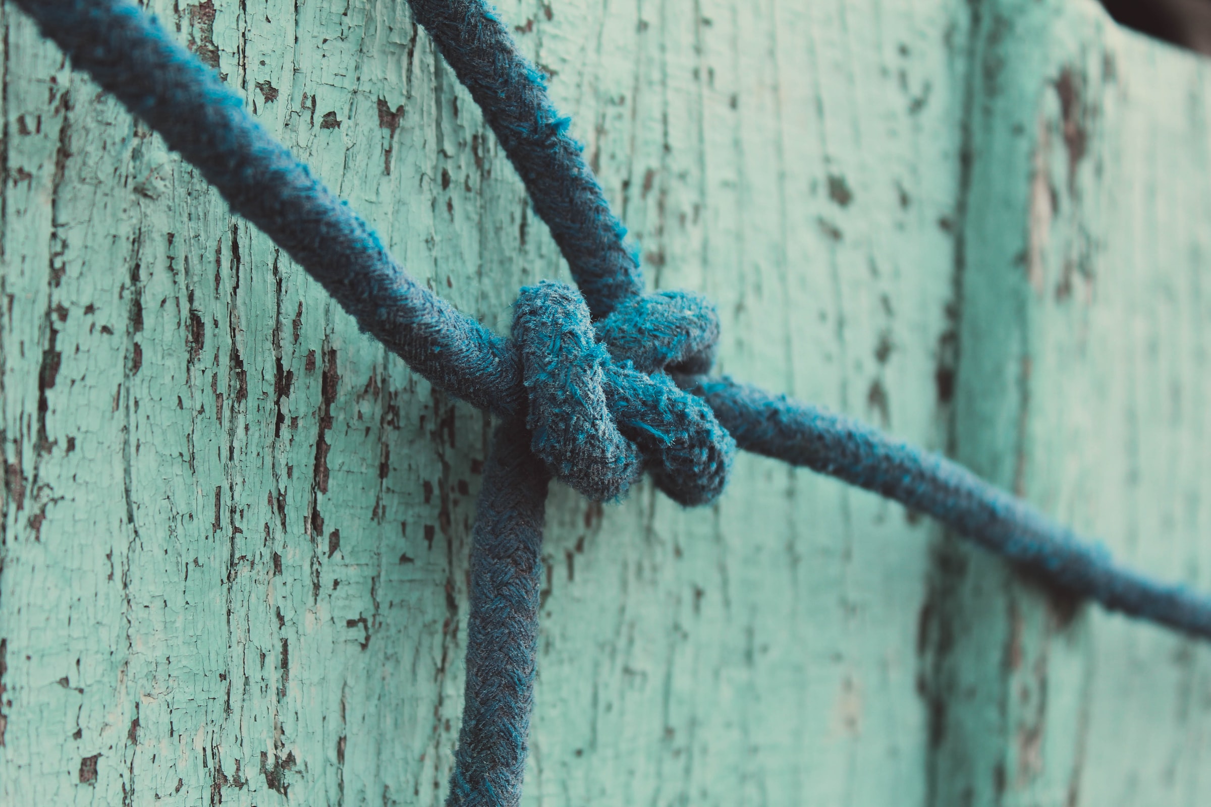 Blue rope tied in a knot