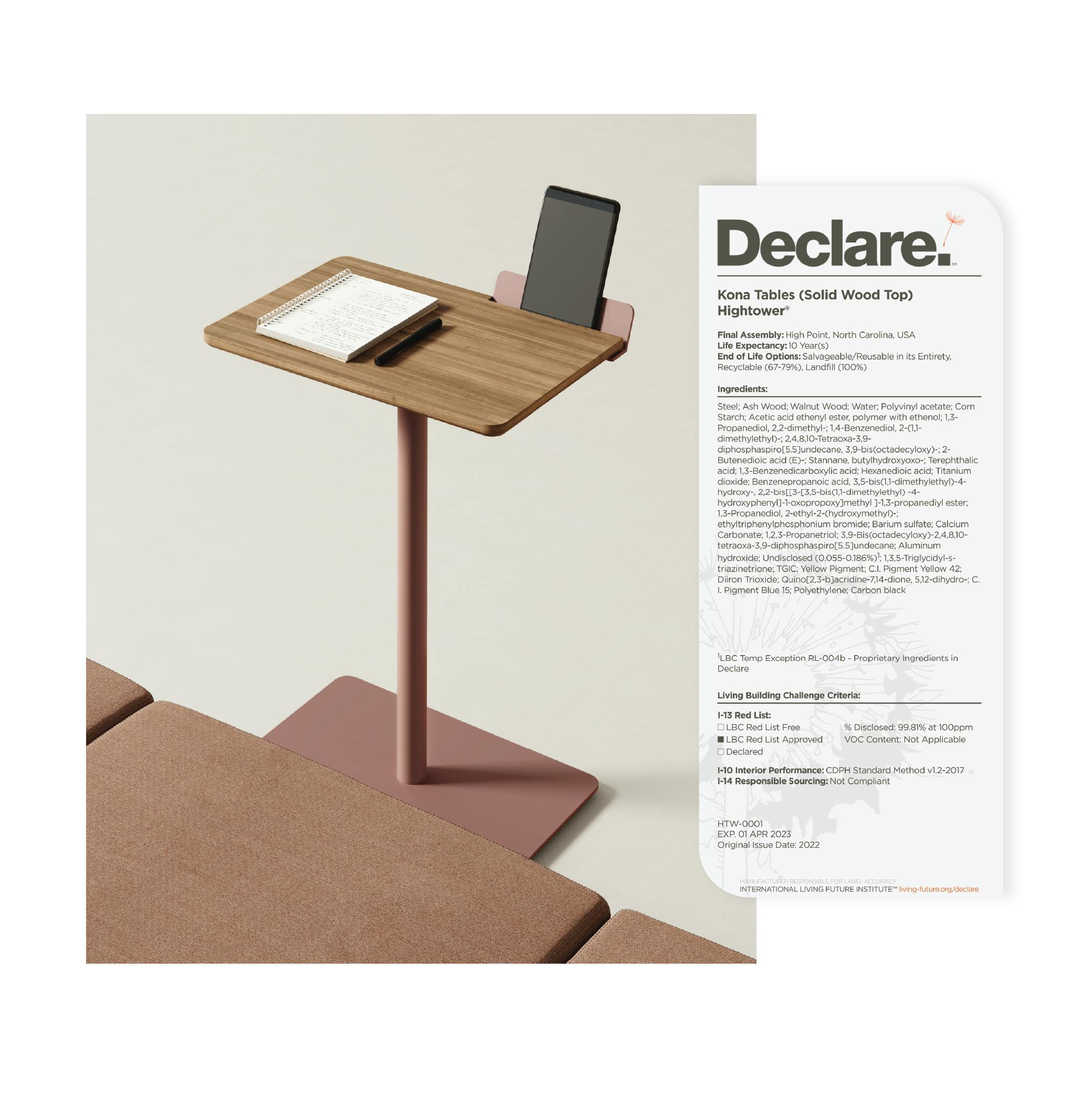 laptop table with declare label