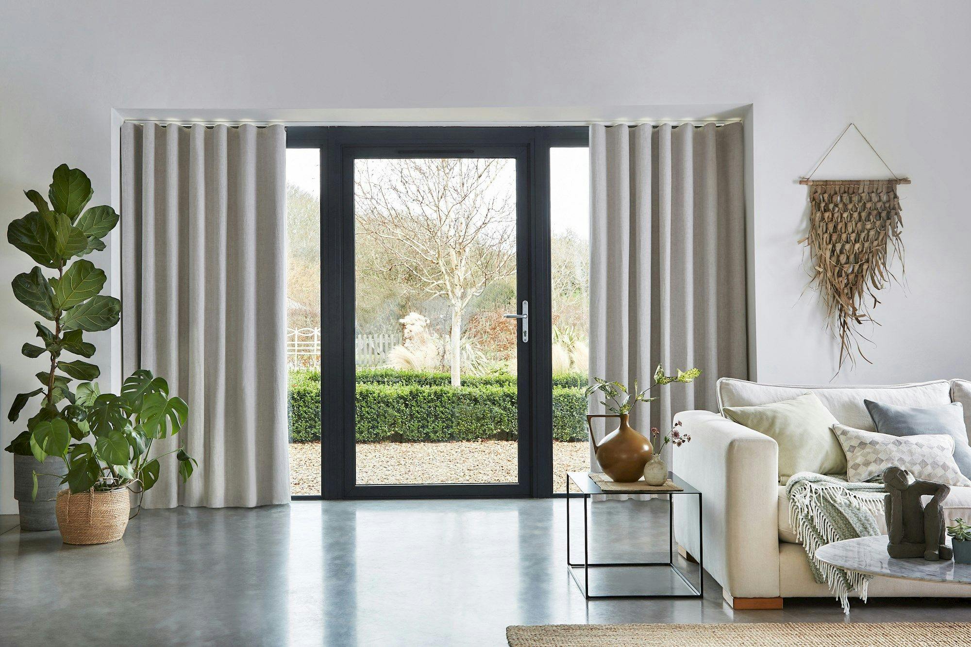 Pure Hemp Clay curtain in a lounge window