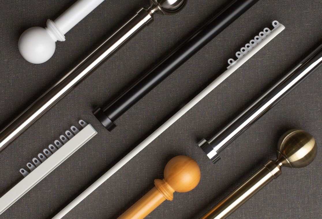 collection of curtain tracks and curtain poles