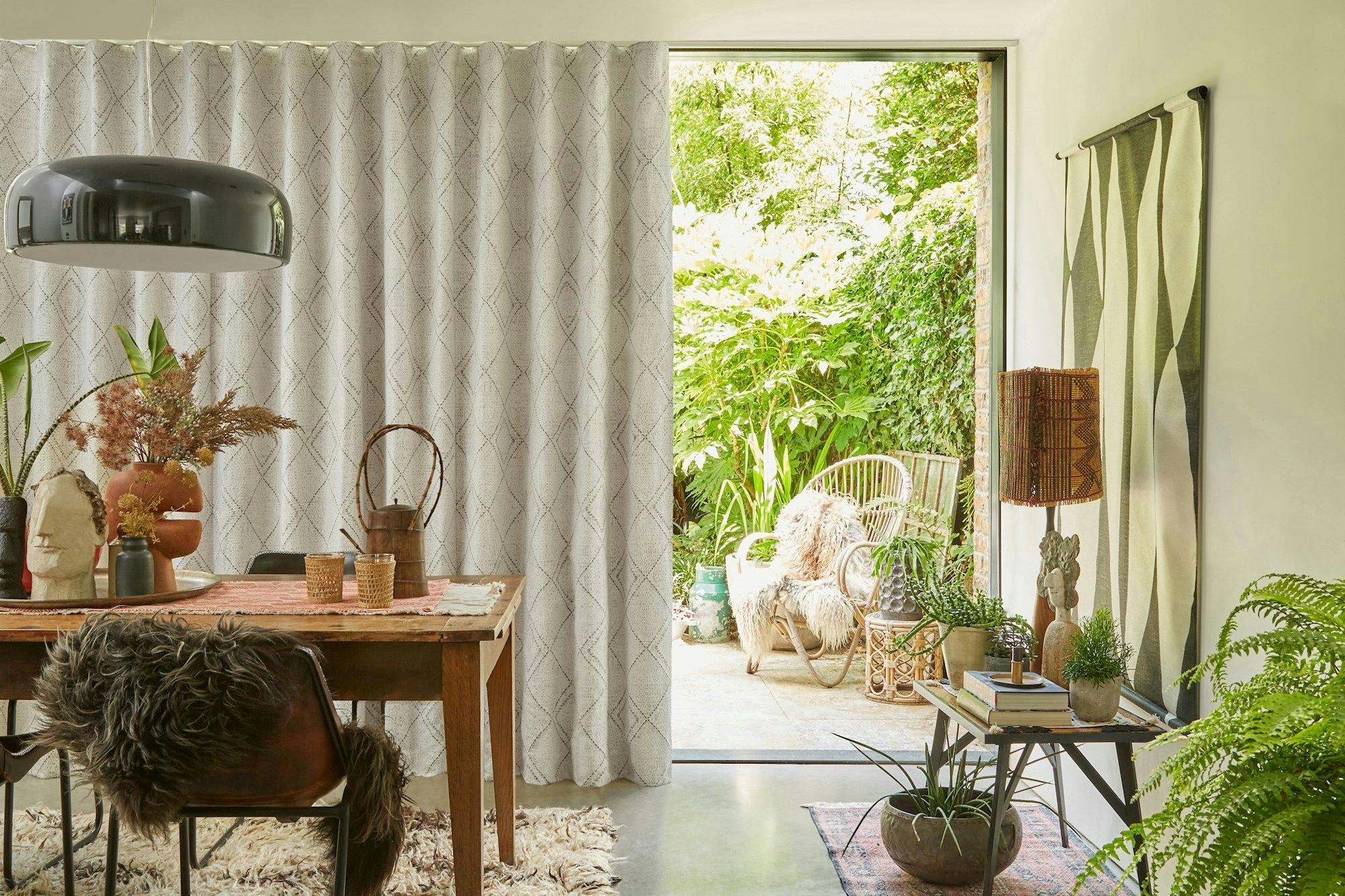 abigail ahern ober etch wave curtains in dining room