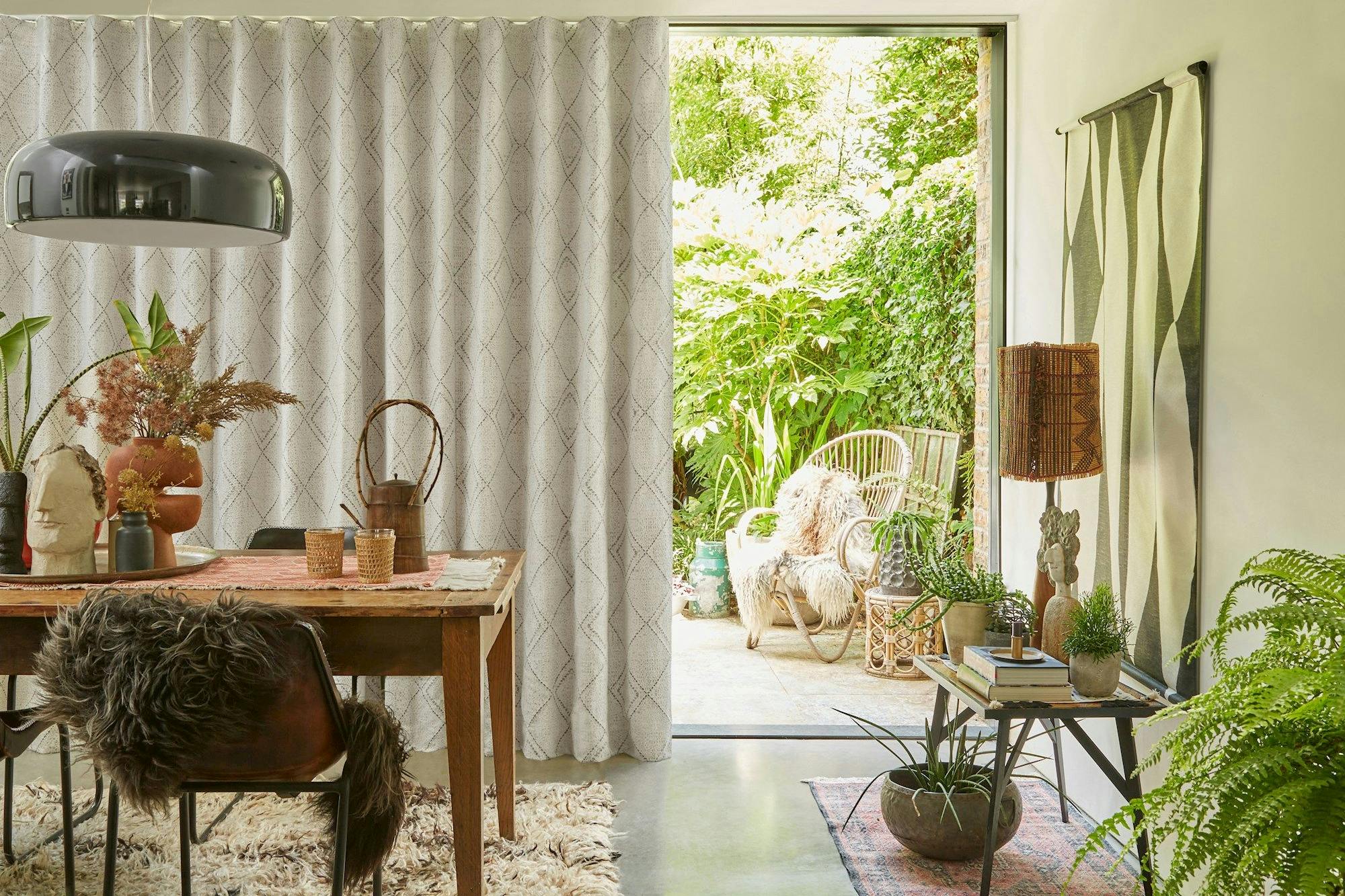 abigail ahern ober etch wave curtains in dining room