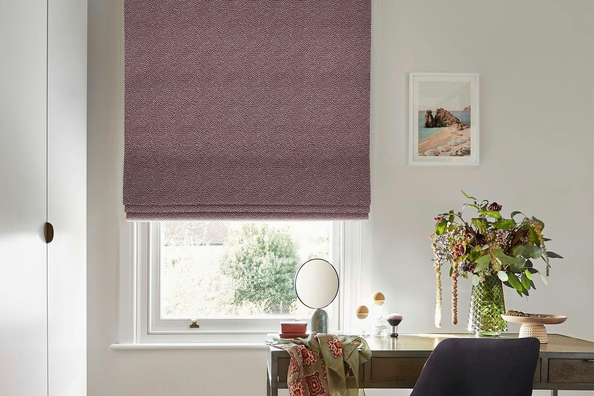 purple roman blind hillarys ROMAN SPRITZ GRAPE