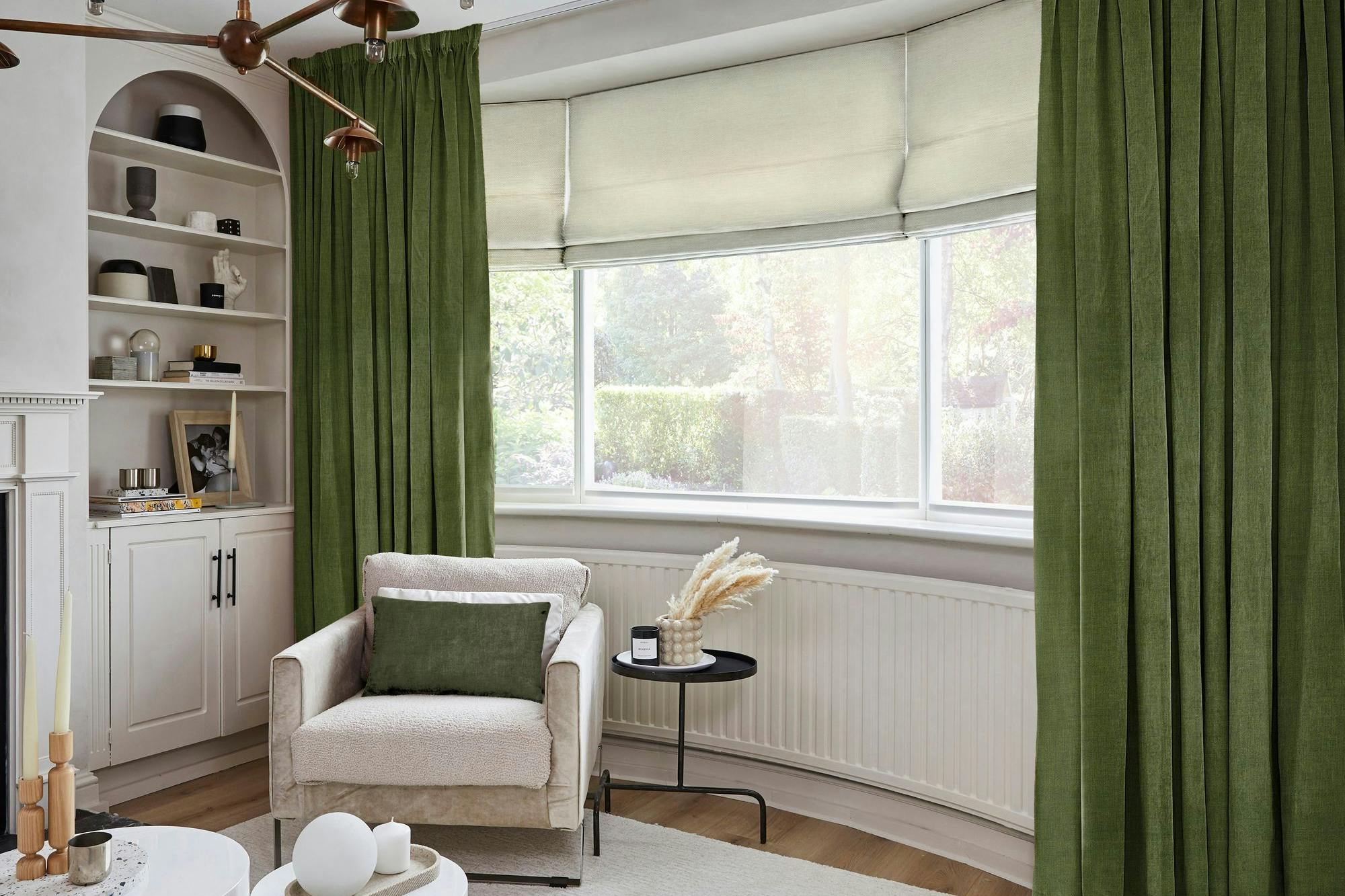 Lindora Pesto Curtains in the Living Room