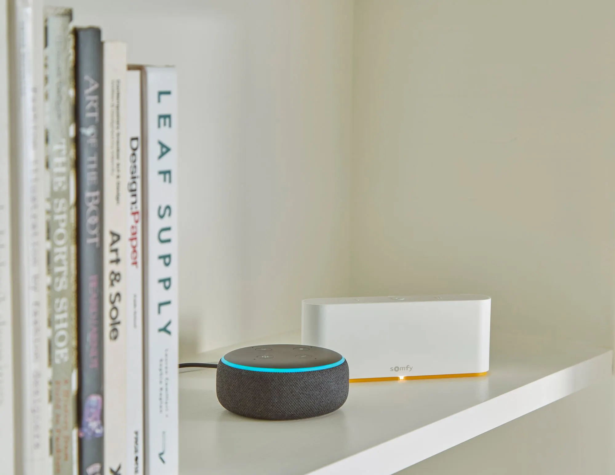 hillarys somfy smart hub on shelf