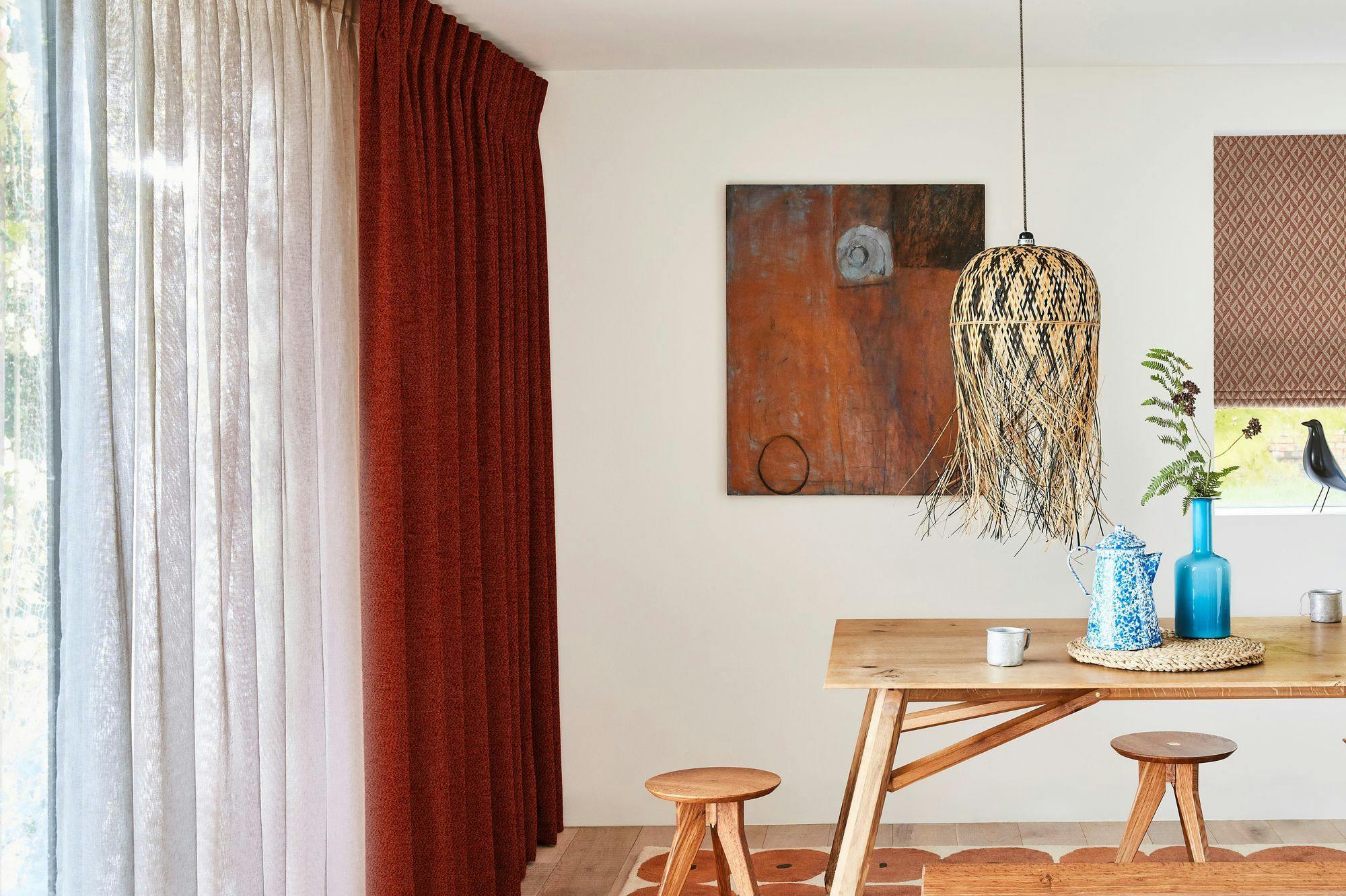 SOHO BOUCLE SPICE CURTAIN ZIRCON SPICE ROMAN LIVING ROOM
