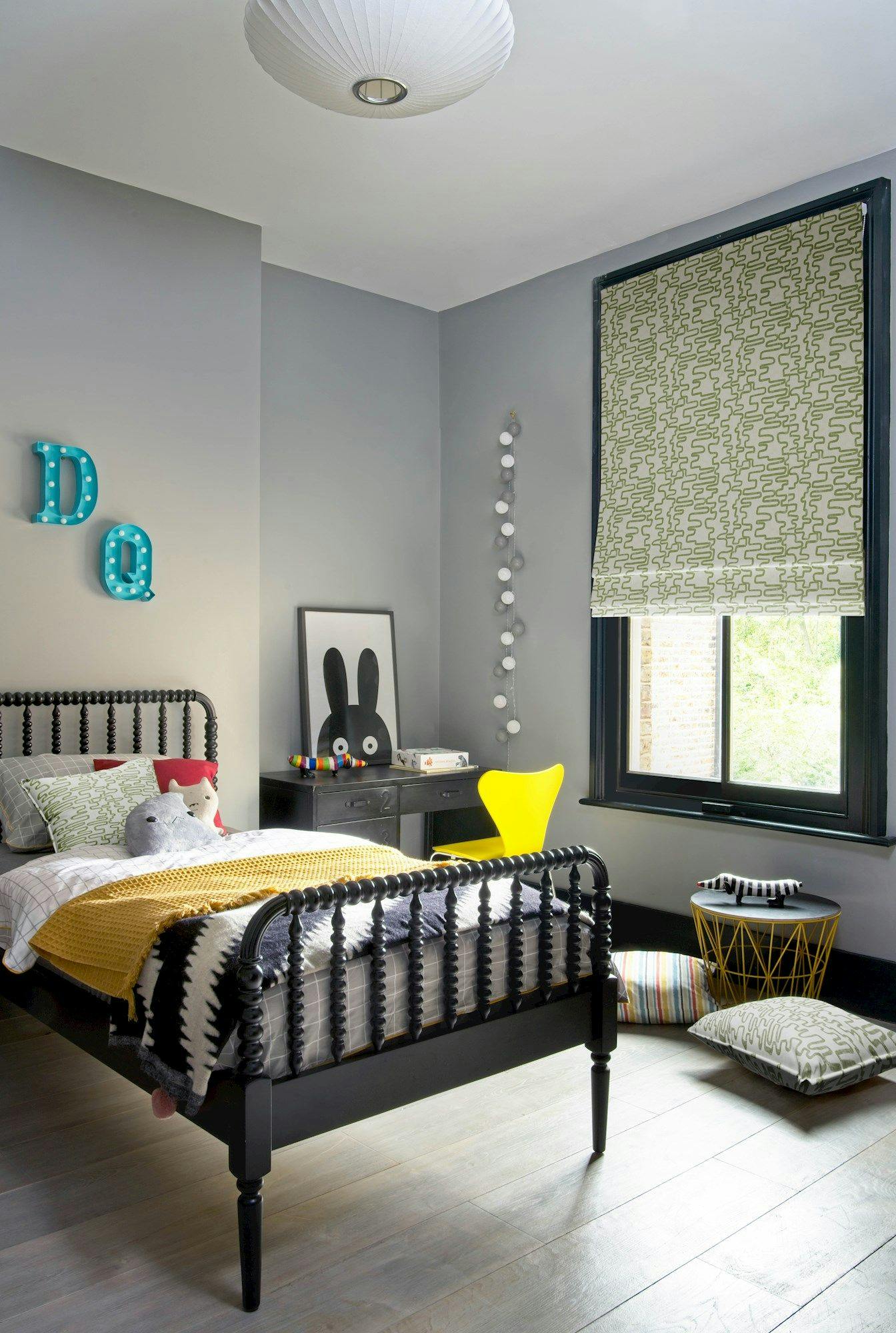 Wirl Kiwi roman blind on long window in children's bedroom