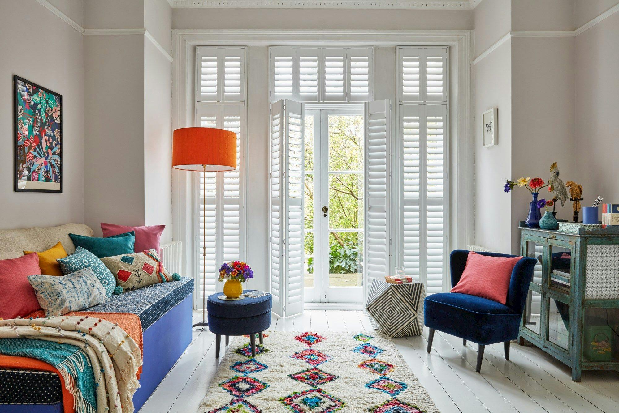Detail shot of living room with open shutters