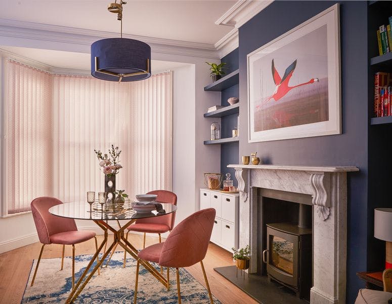 Vesper Light Pink Vertical blind in dining room
