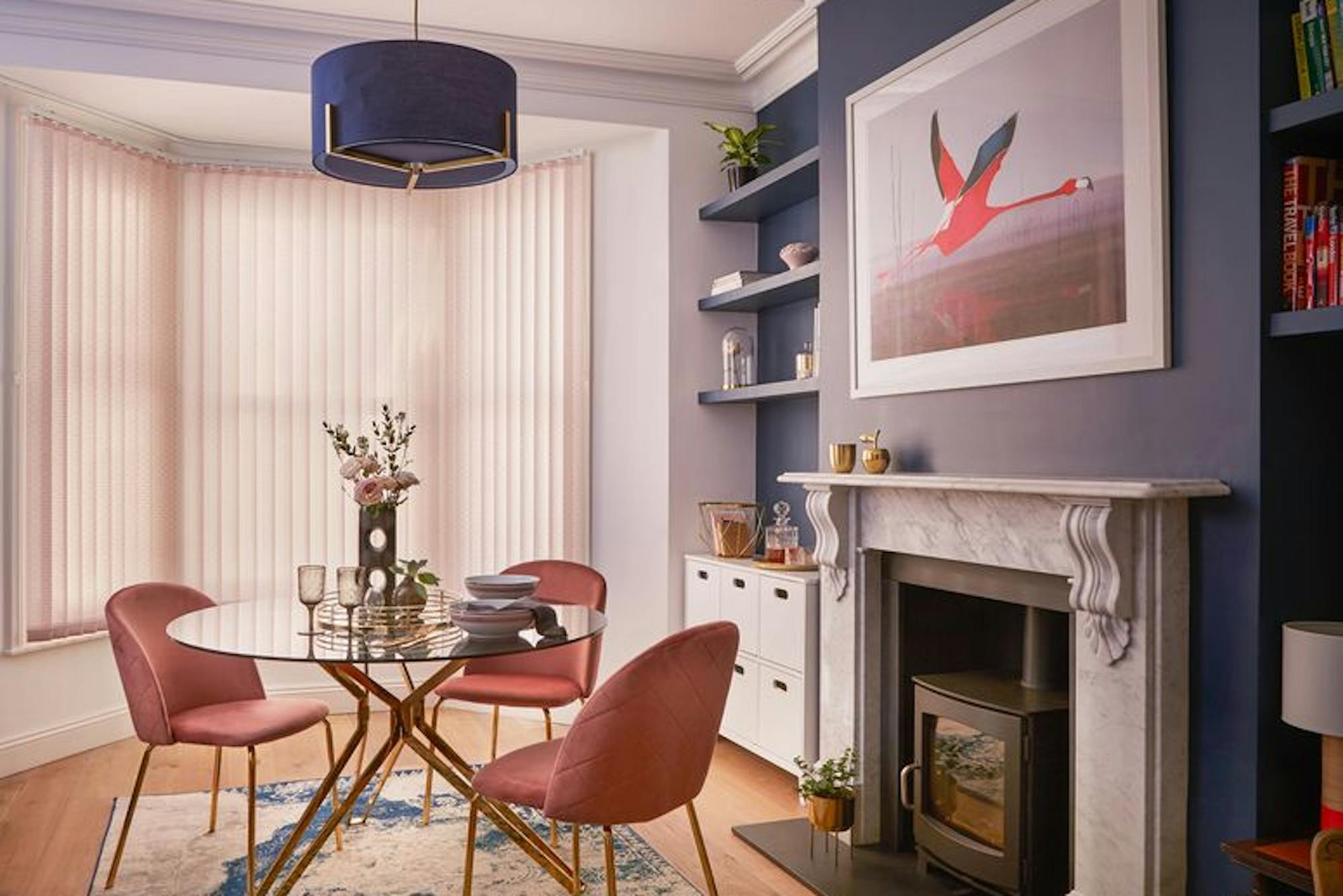 Vesper Light Pink Vertical blind in dining room