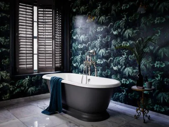 Clay full height shutters in bathroom