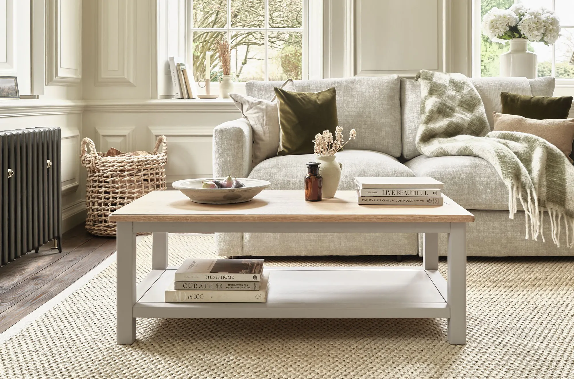 Oak Furnitureland living room with Malvern sofa and Henley coffee table
