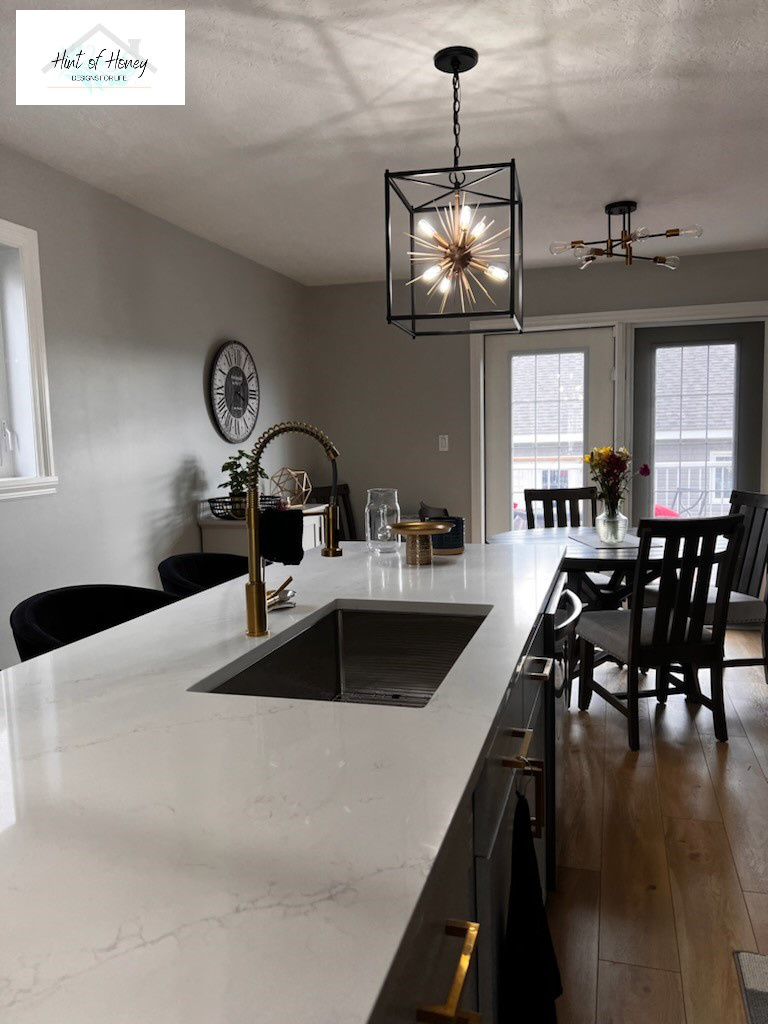 Custom kitchen with marble counter tops - Hint of Honey