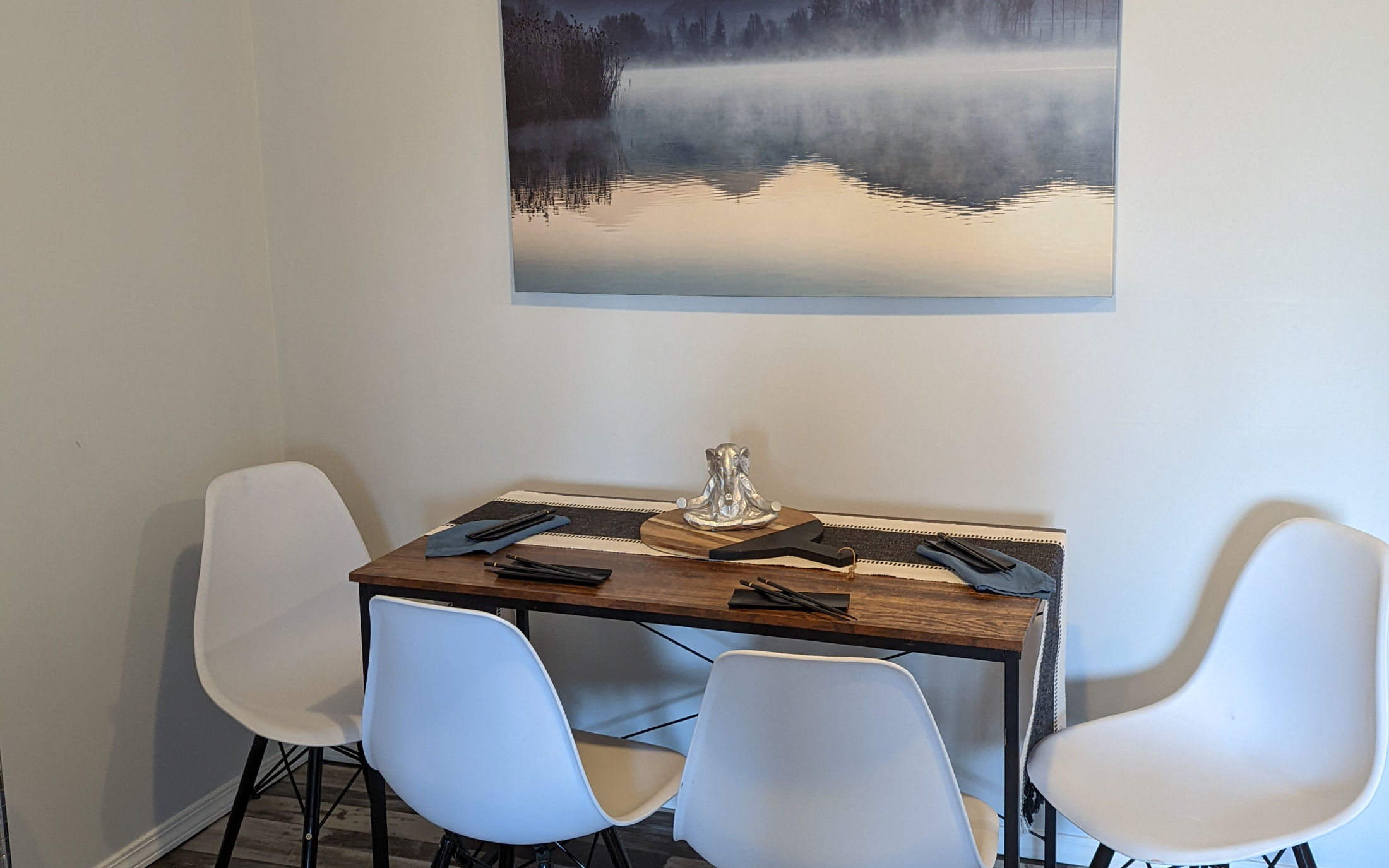 Staged dining room with inviting accents - Hint of Honey