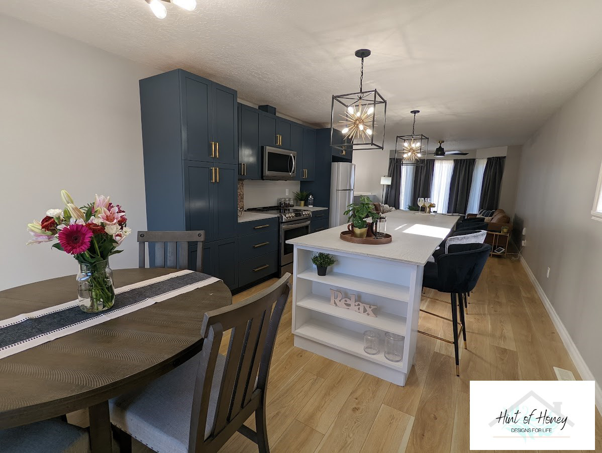 Custom dining room and kitchen with chic modern styling - Hint of Honey